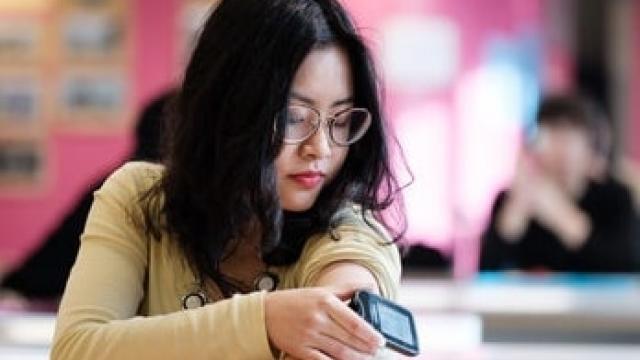 Girl using diabetes tech to manage her condition