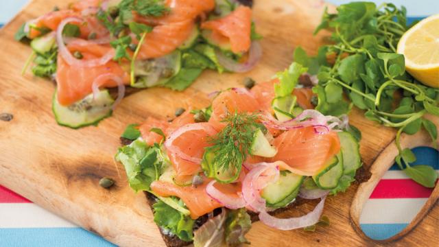 Scandinavian pickled cucumber and salad sandwich